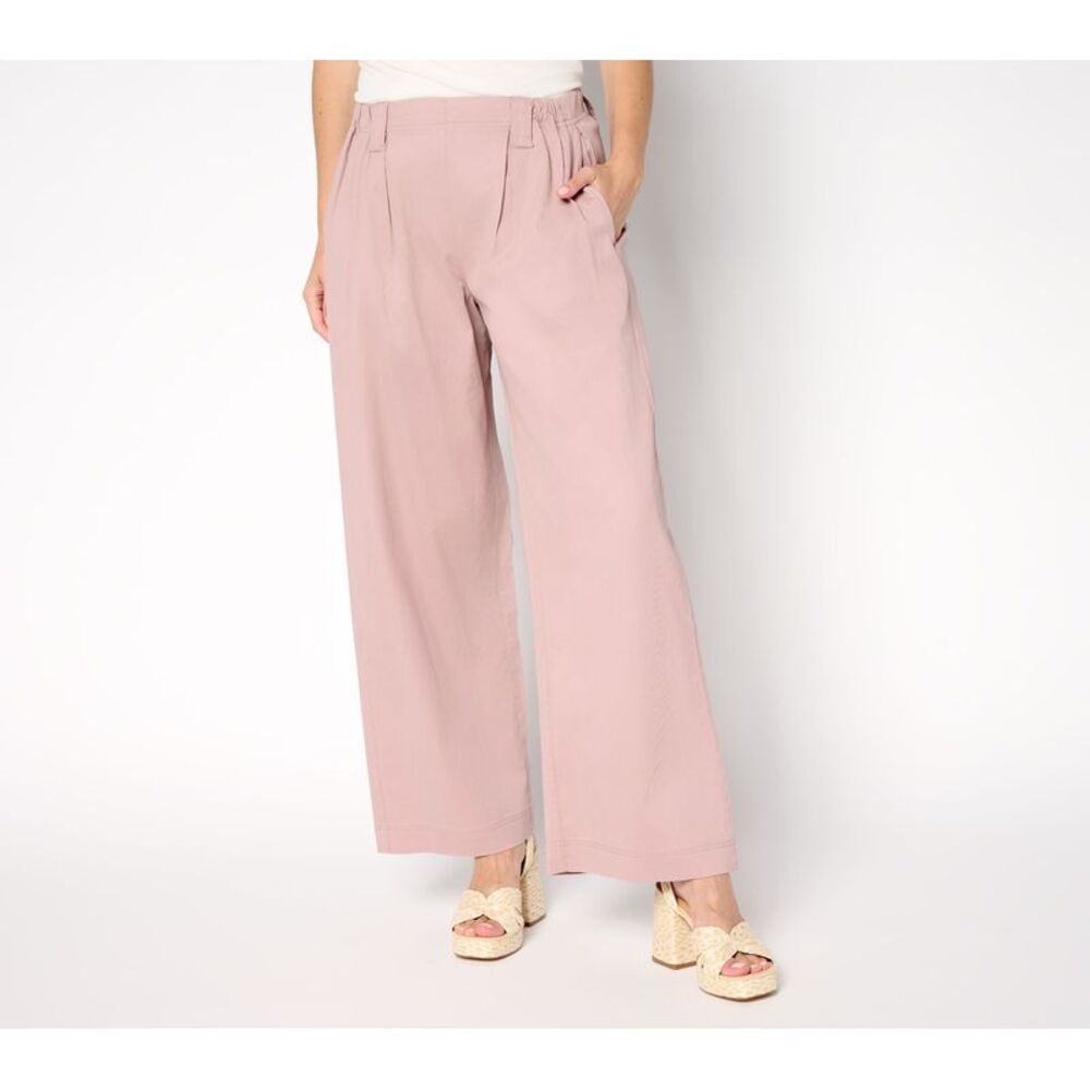 Liberare Women's Petite Pants P2XS Textured Full Length Pink